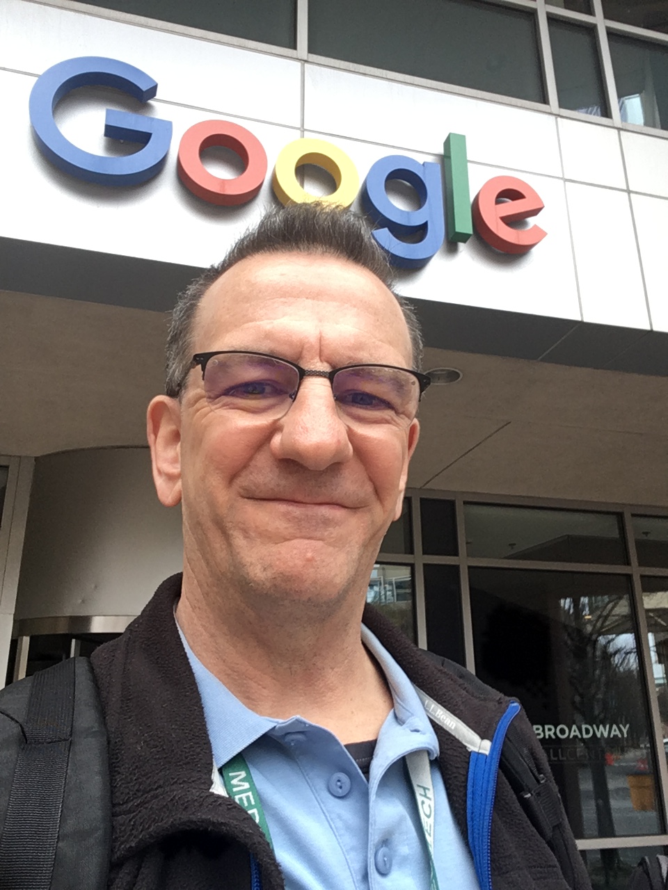 Dave in front of Google in Cambridge